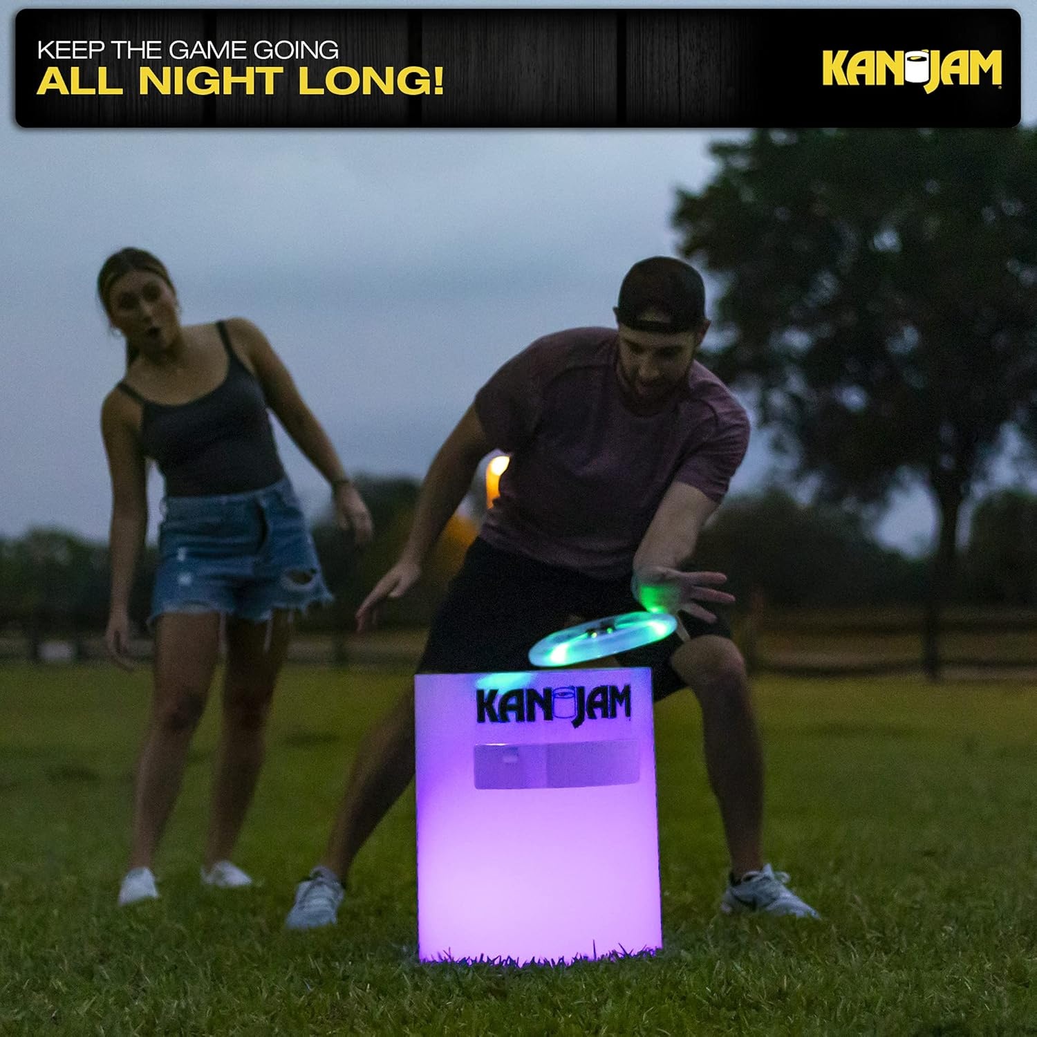 image:imageKan Jam Disc Toss Game American Made Outdoor Game for The Backyard Beach Park Tailgates Original Illuminate Pro Travel Edition and Carry Bag OnlyIlluminate LED
