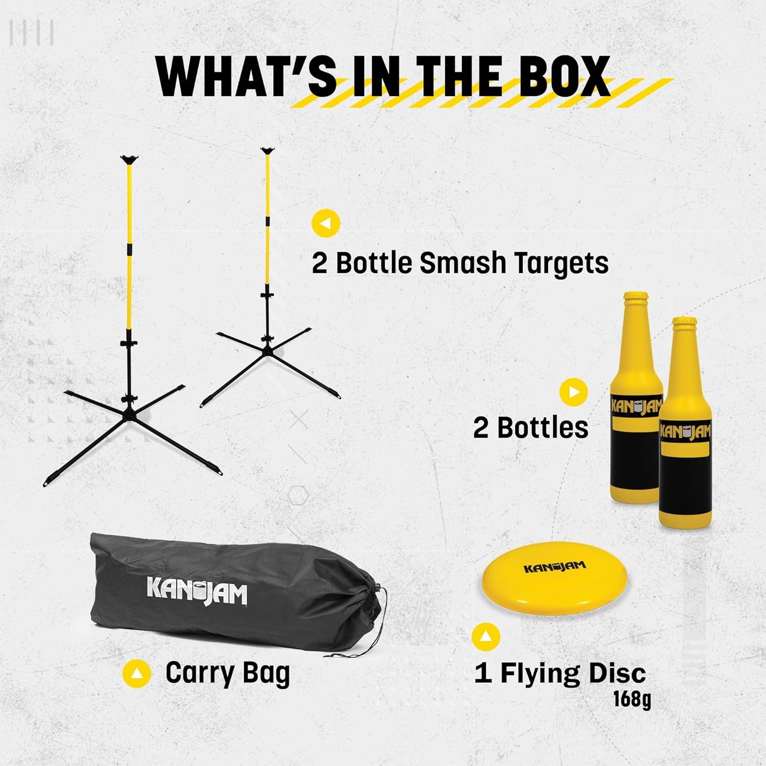 image:imageKan Jam Disc Toss Game BlackYellow Plastic SnapTogether Setup for Outdoor Games Steel Poles amp Wide Bases for Yard Fun Portable Carry Bag for Beach Activity amp Family Outdoor Fun