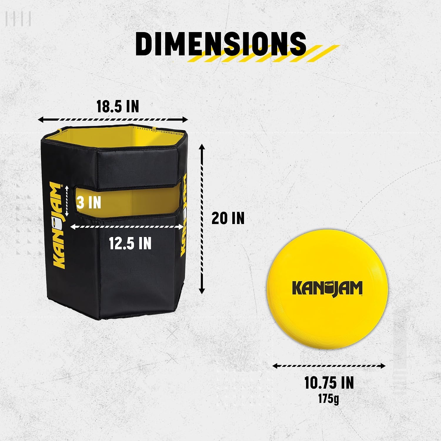 image:imageKan Jam Foldable Travel Disc Toss Game Black amp Yellow Standard Nylon Portable AllWeather Beach Games Builtin Scoring for Tailgate Essentials Easy Setup for Yard FunClassic