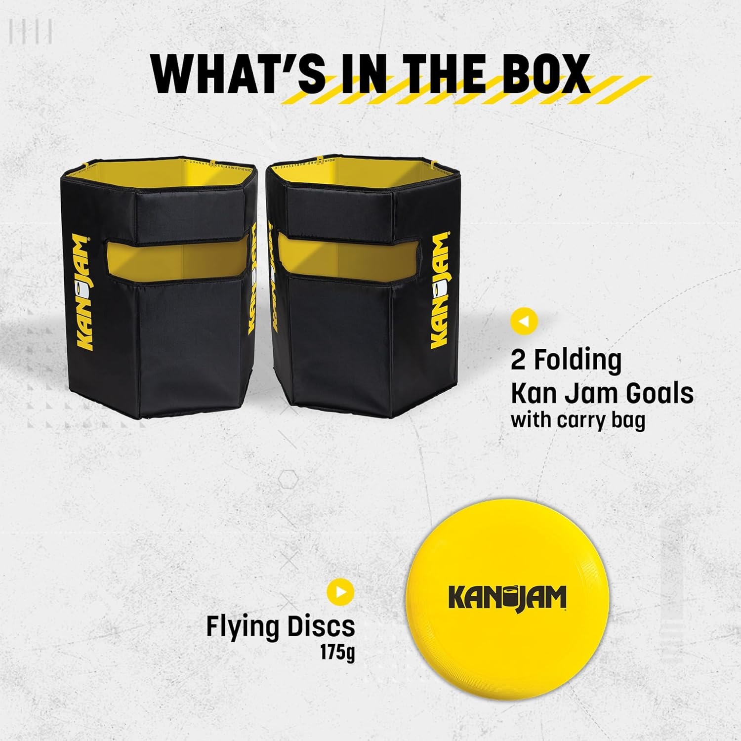 image:imageKan Jam Foldable Travel Disc Toss Game Black amp Yellow Standard Nylon Portable AllWeather Beach Games Builtin Scoring for Tailgate Essentials Easy Setup for Yard FunClassic