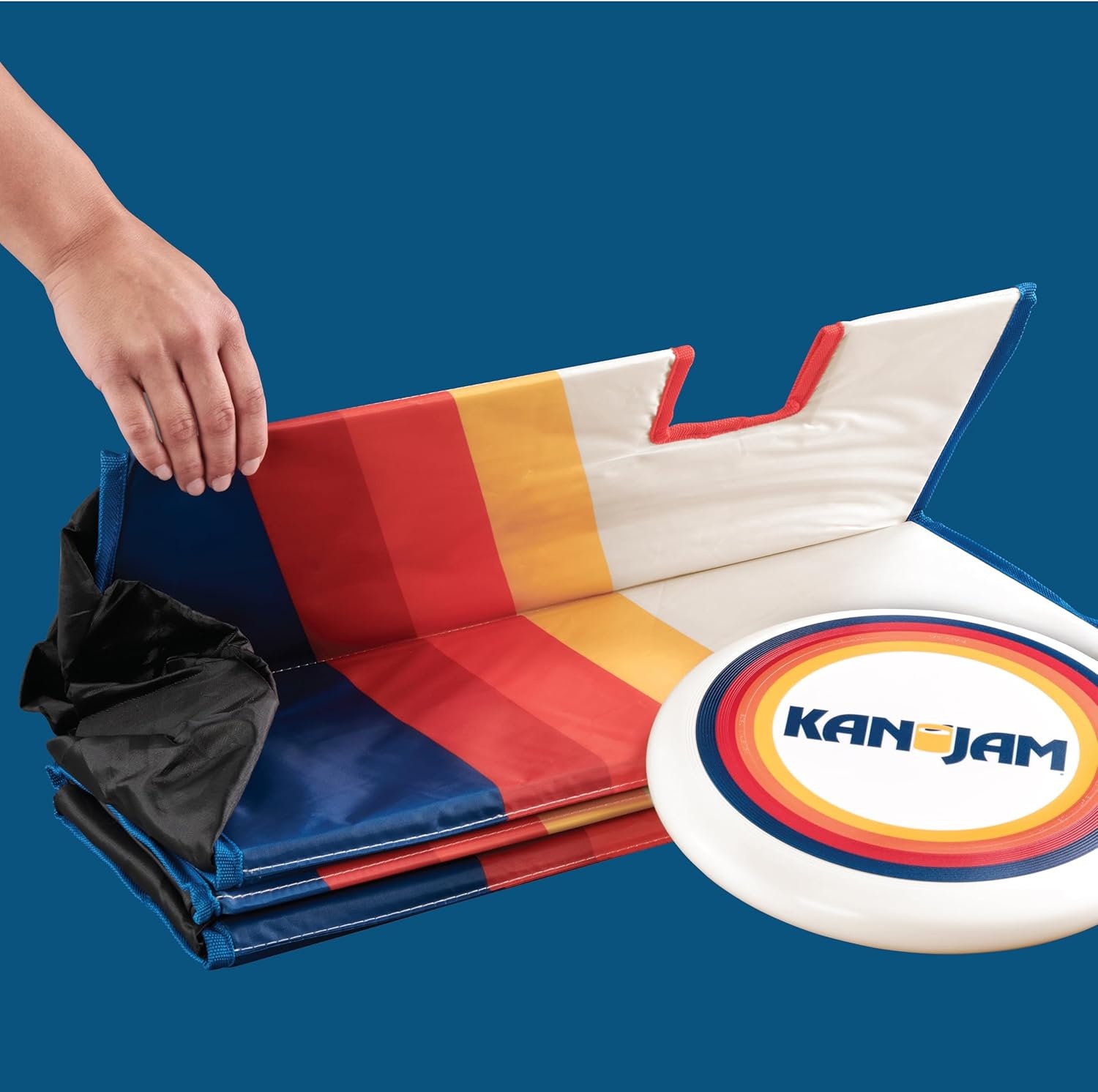 image:imageKan Jam Pack N Go Foldable Travel Disc Toss Game Portable AllWeather Beach Games Builtin Scoring amp Easy Setup Tailgate Essentials amp Yard FunSunrise