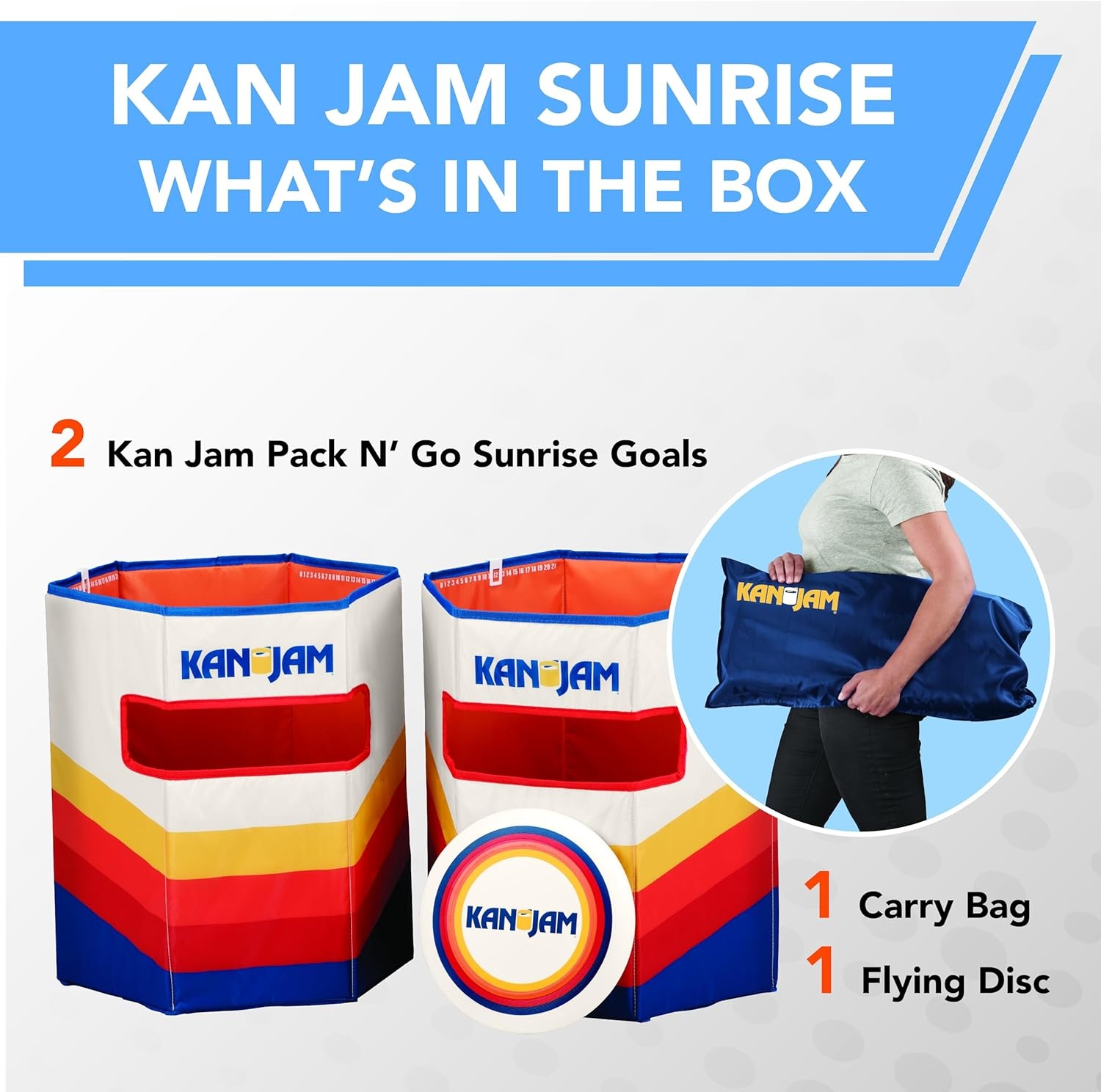 image:imageKan Jam Pack N Go Foldable Travel Disc Toss Game Portable AllWeather Beach Games Builtin Scoring amp Easy Setup Tailgate Essentials amp Yard FunSunrise