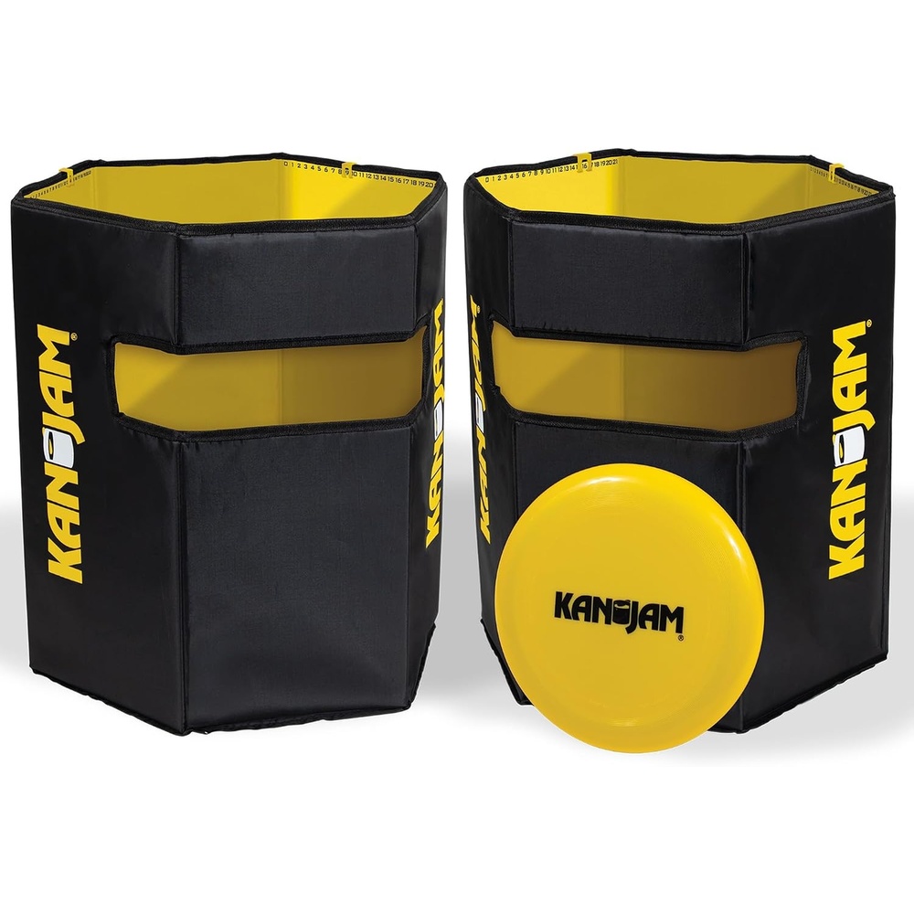 image:imageKan Jam Foldable Travel Disc Toss Game Black amp Yellow Standard Nylon Portable AllWeather Beach Games Builtin Scoring for Tailgate Essentials Easy Setup for Yard FunClassic